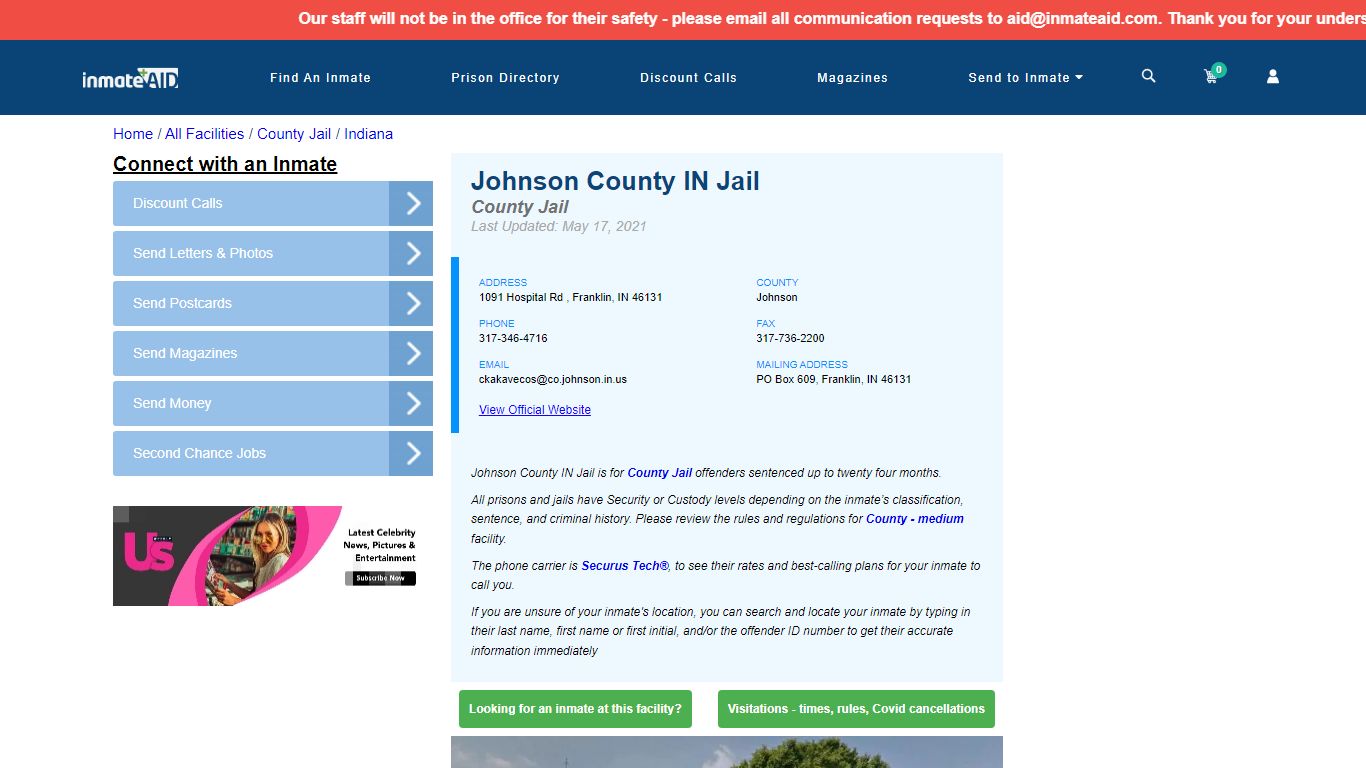 Johnson County IN Jail - Inmate Locator - Franklin, IN